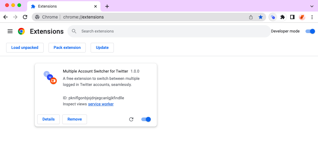 TwSwitcher chrome extension install done